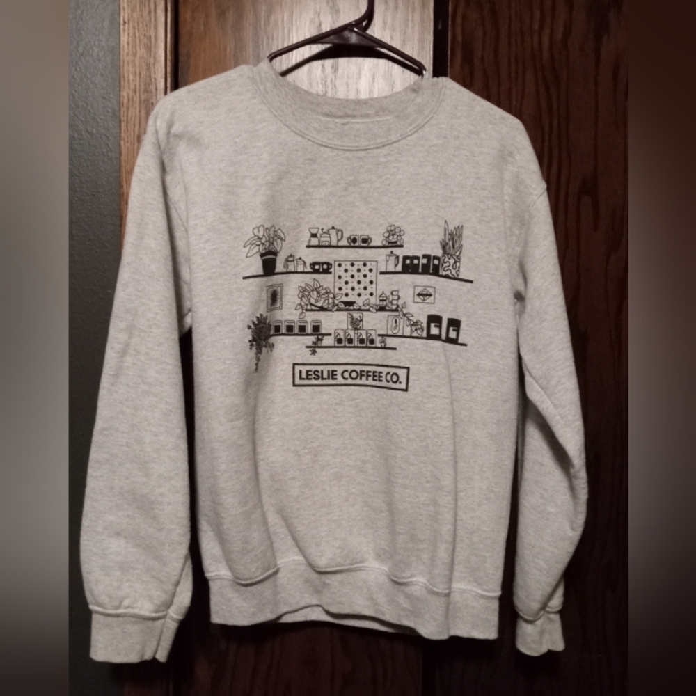 gray Leslie Coffee sweatshirt